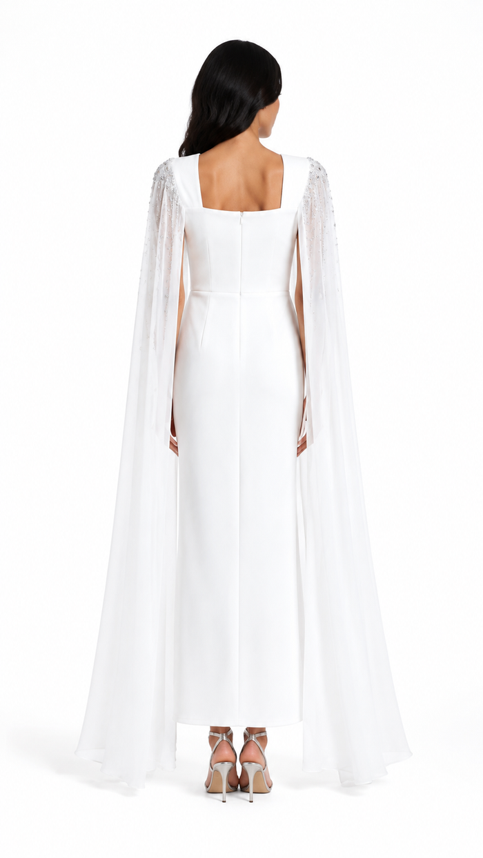 Powder Blue Embellished Cape Midi Dress – LUNÉVIA