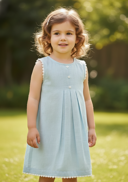 Powder-Blue Lace Detail Dress – Elegant Infant, Toddler & Girls Outfit