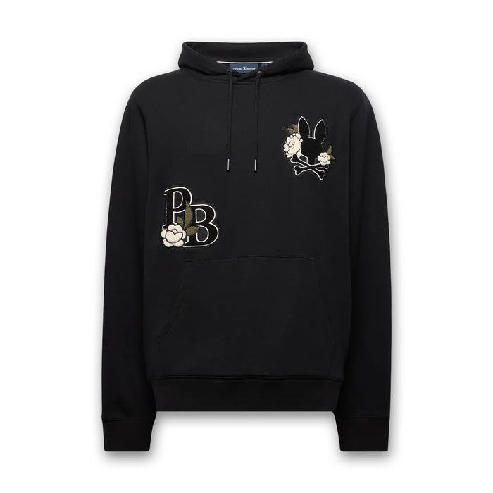 Psycho Bunny - Auguste Floral Patch Hoodie in Black - Nigel Clare