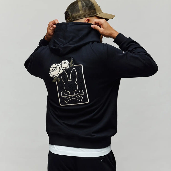 Psycho Bunny - Auguste Floral Patch Hoodie in Black - Nigel Clare