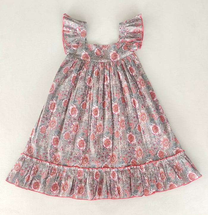 Red Floral Cap Sleeve Ruffle Flare Dress for Kids & Infants DRESS Yo Baby India