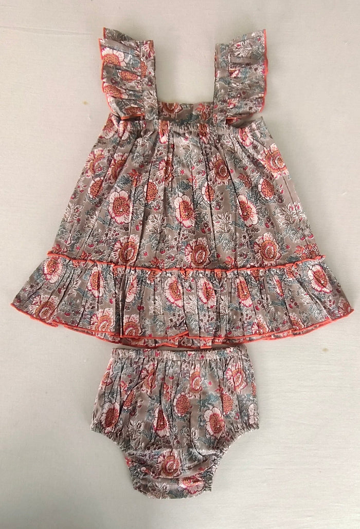Red Floral Cap Sleeve Ruffle Flare Dress for Kids & Infants DRESS Yo Baby India