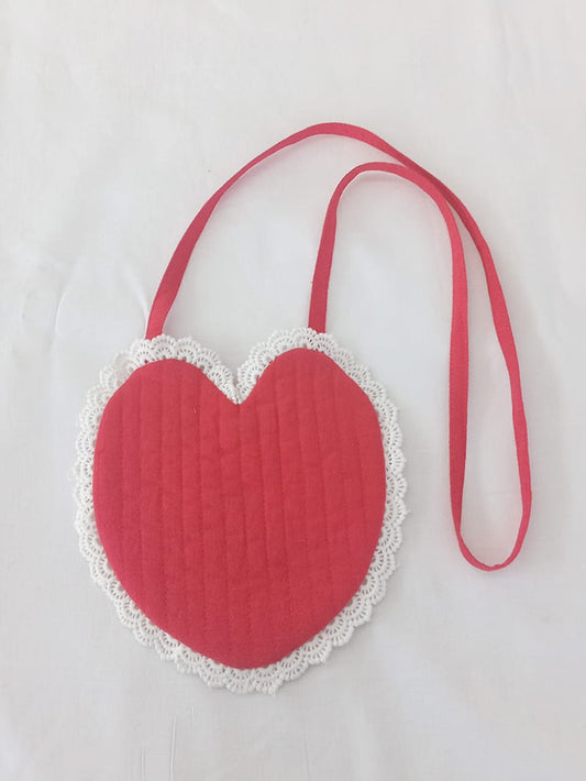 Red Heart Shaped Quilted Ruffle Sling Purse PURSE Yo Baby Wholesale