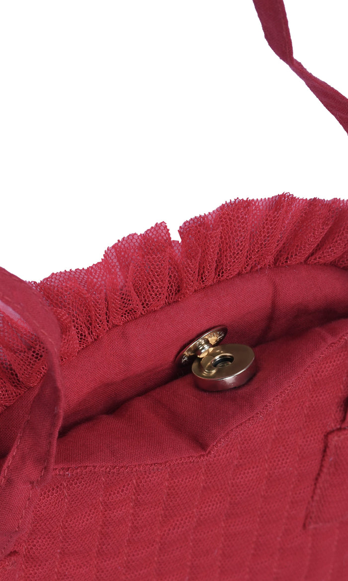 Red Tulle Quilted Ruffle Sling Purse PURSE Yo Baby Wholesale