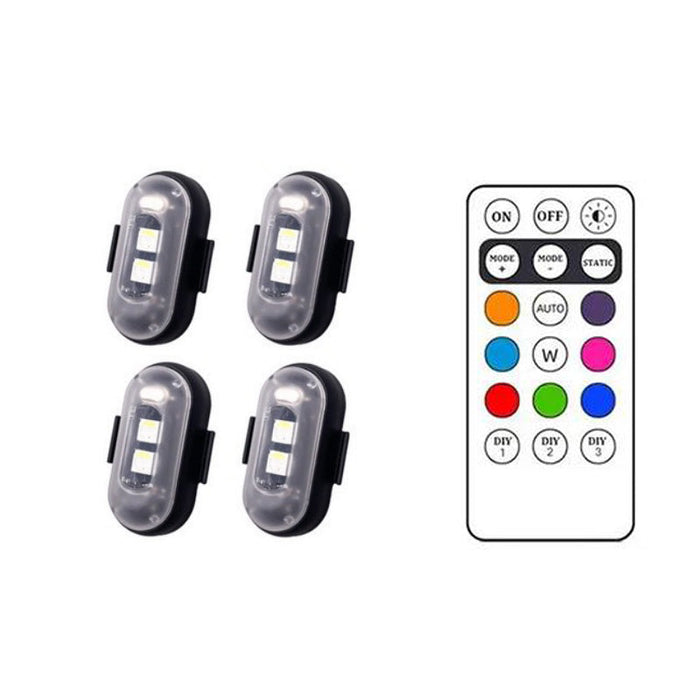 4 * lights + 1 * remote control (Velcro type)