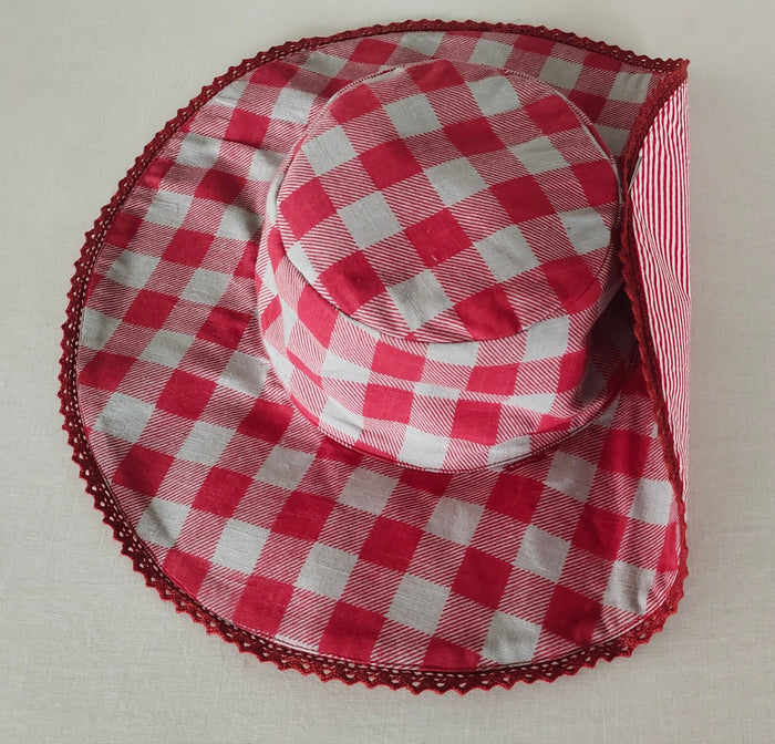 Reversible Red Checks & Stripe Sun Hat for Kids CAP Yo Baby India
