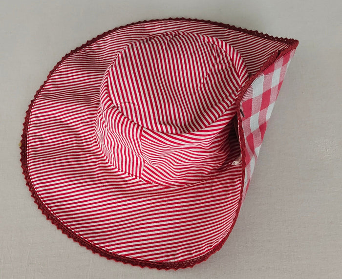 Reversible Red Checks & Stripe Sun Hat for Kids CAP Yo Baby India