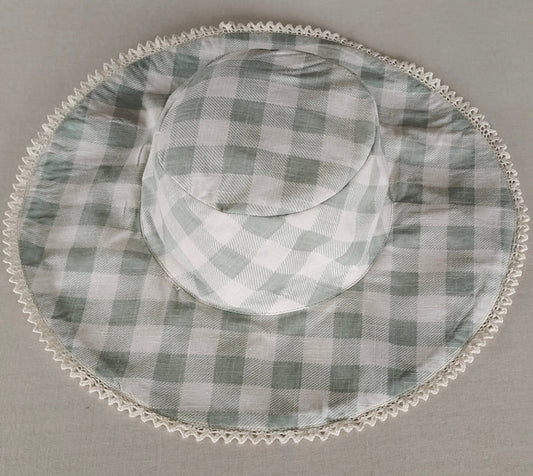 Reversible Sage Checks & Stripe Sun Hat for Kids CAP Yo Baby India