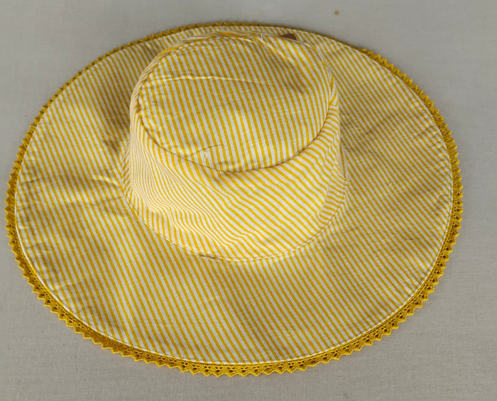 Reversible Yellow Checks & Stripe Sun Hat for Kids CAP Yo Baby India
