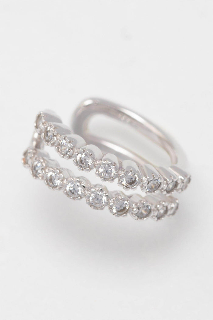 Rhodium plated Ear Cuff with Crystals CZ0243 - COCOMELODY