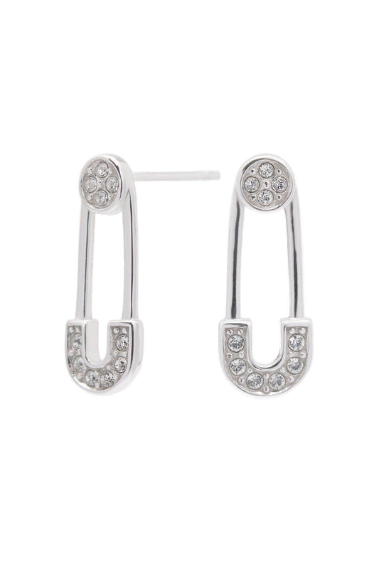 Rhodium plated Earrings with Crystals CE0098 - COCOMELODY