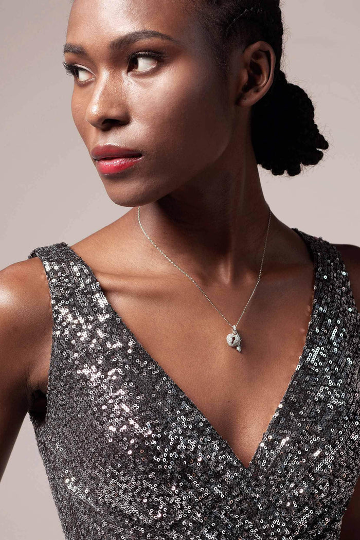 Rhodium plated Necklace Pendant CX0018 - COCOMELODY