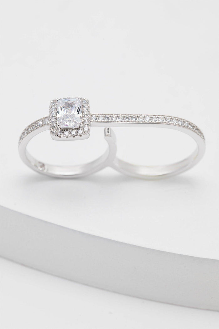 Rhodium plated Rings with Crystals CR0006 - COCOMELODY