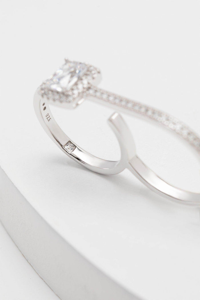 Rhodium plated Rings with Crystals CR0006 - COCOMELODY