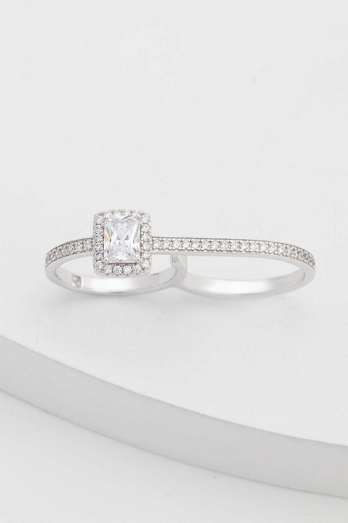 Rhodium plated Rings with Crystals CR0006 - COCOMELODY