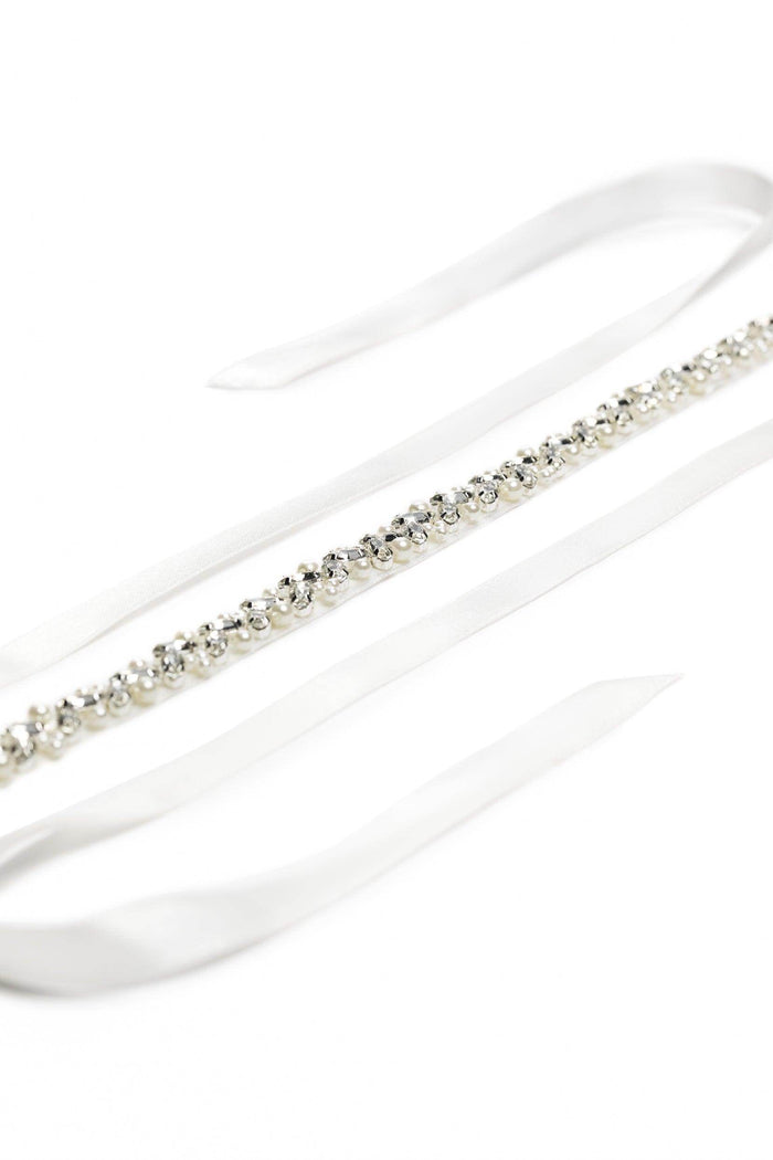 Ribbons Wedding Sash With Imitation Pearl CC0077 - COCOMELODY