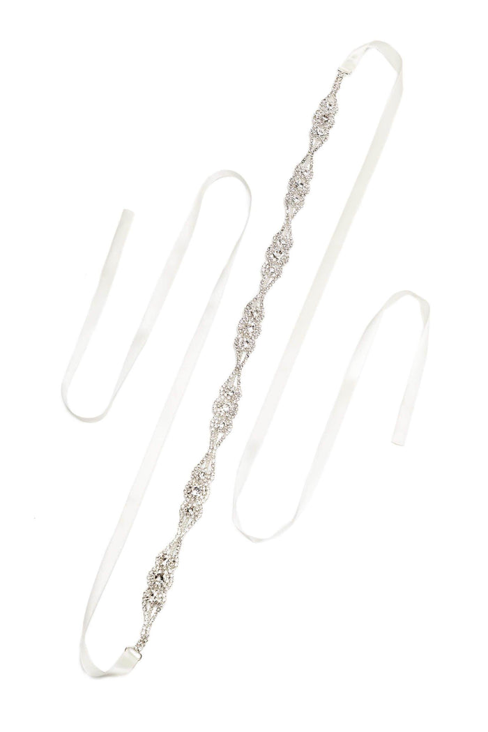 Ribbons Wedding Sash with Rhinestone CC0068 - COCOMELODY