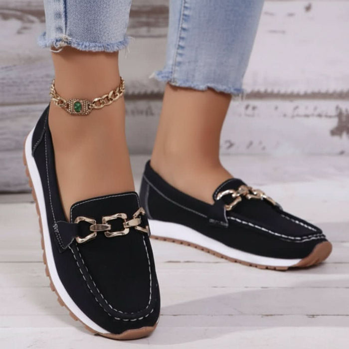 Riley - Comfy Women's Orthopedic Loafers with Chain Hardware and a Cushioned Sole