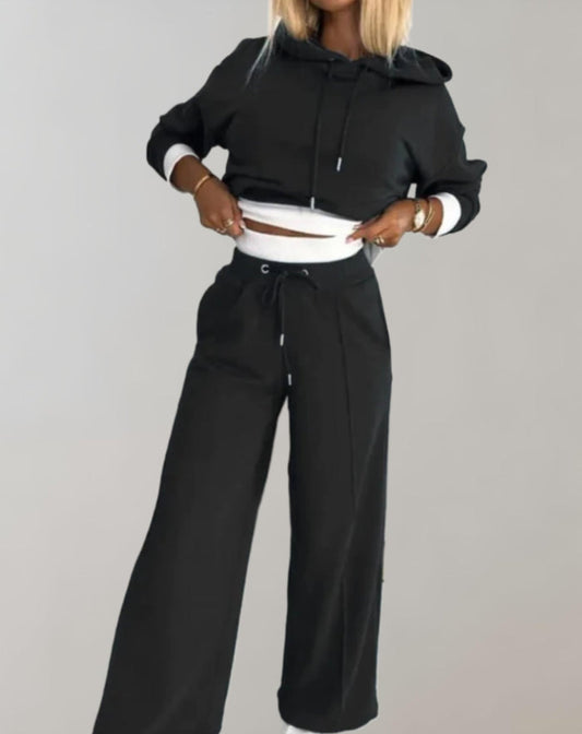Riley - Women's Two Piece Comfort Lounge Set with Cropped Hood Top