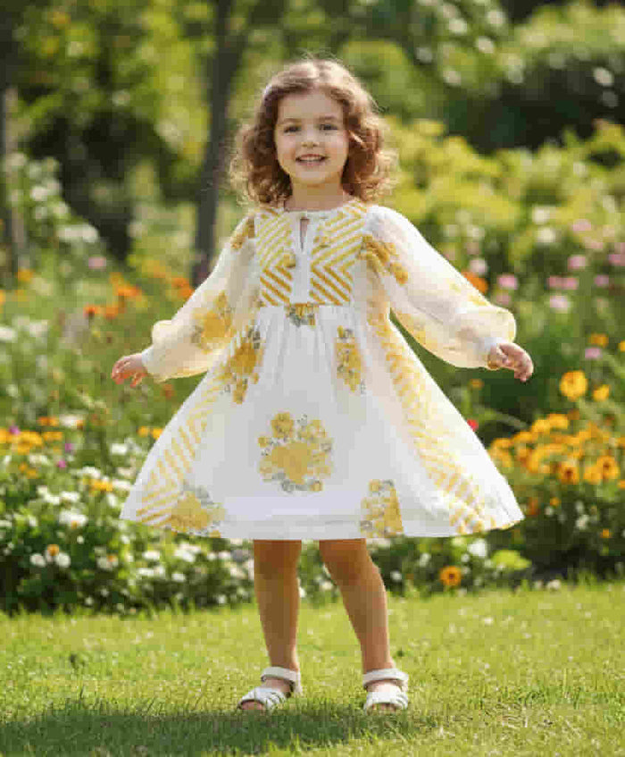 Rose Ann Dress Yellow — Cotton Girls Dress | Infant to Tween 0-13 Years