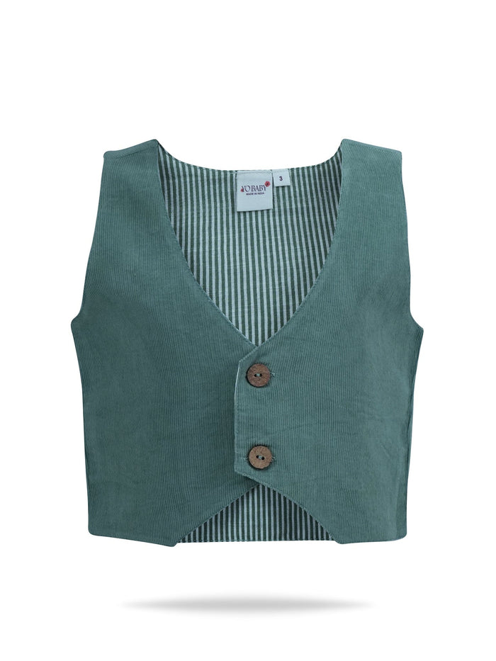 Corduroy Vest : SAGE : Toddler : Tween : Unisex Waistcoat Yo Baby India