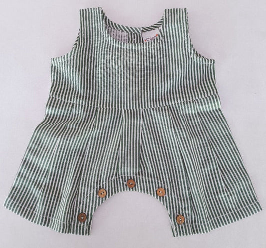 Sage Green Stripes Printed Baby Romper romper Yo Baby India