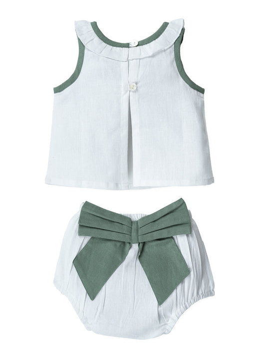 Top And Bow Bloomer Set : SAGE : Infant : Baby Girl : New Born Top & Shorts Set Yo Baby India