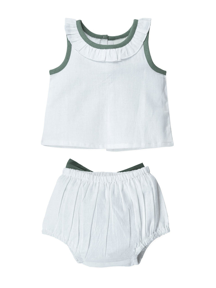 Top And Bow Bloomer Set : SAGE : Infant : Baby Girl : New Born Top & Shorts Set Yo Baby India