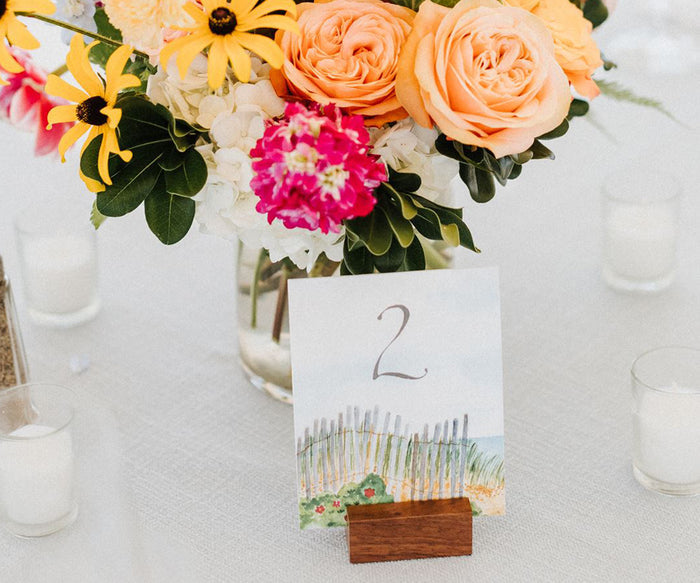 Salty Air Table numbers Sarah Morrill Photography