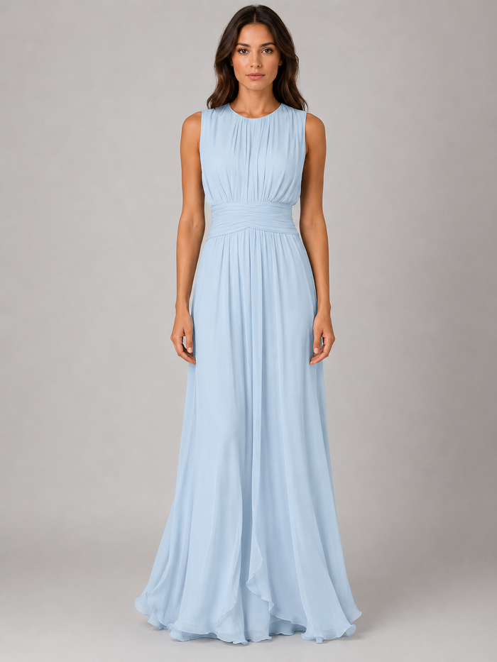 Samantha - Women's Fall Wedding Guest Dress with Pleated Bodice and Ruched Waist