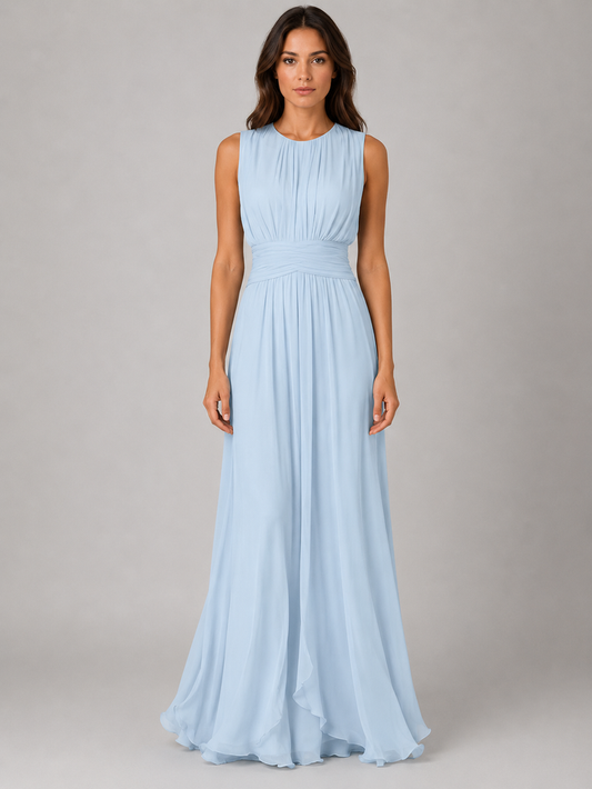 Samantha - Women's Fall Wedding Guest Dress with Pleated Bodice and Ruched Waist