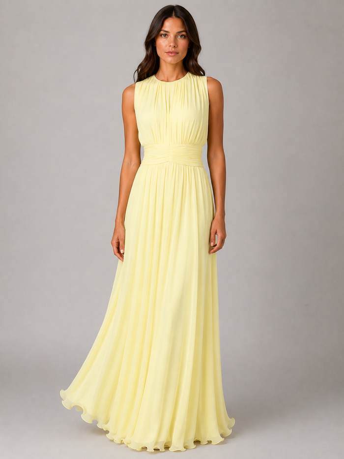 Samantha - Women's Fall Wedding Guest Dress with Pleated Bodice and Ruched Waist