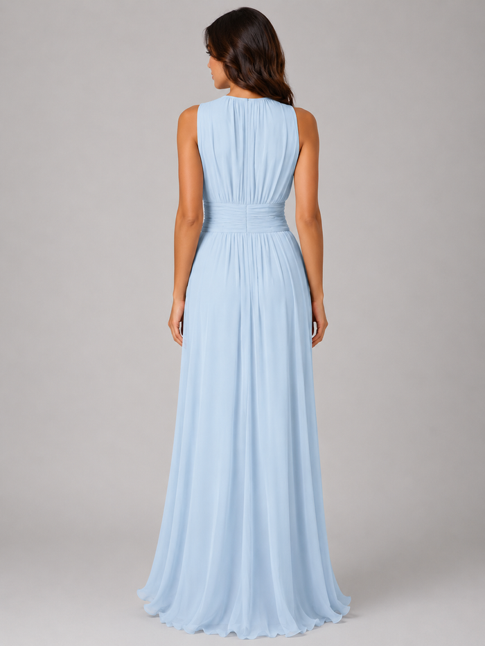 Samantha - Women's Fall Wedding Guest Dress with Pleated Bodice and Ruched Waist