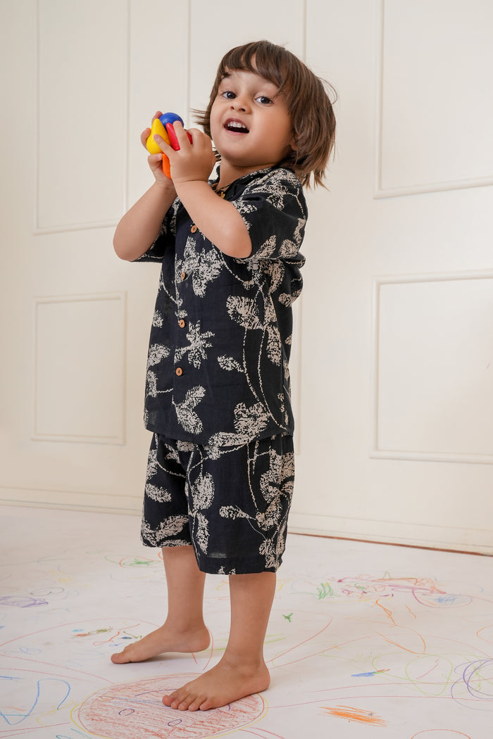 Samir Co-Ord Set Black Gender Neutral — Cotton Kids Co-Ord | 0-13 Years