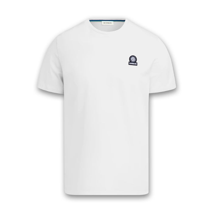 Sandbanks - Badge Logo T-Shirt in White - Nigel Clare