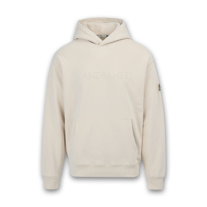 Sandbanks - Raised Rubber Logo Hoodie in Stone - Nigel Clare