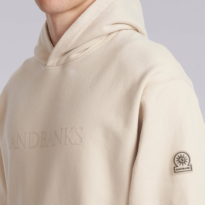 Sandbanks - Raised Rubber Logo Hoodie in Stone - Nigel Clare
