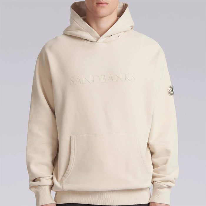 Sandbanks - Raised Rubber Logo Hoodie in Stone - Nigel Clare
