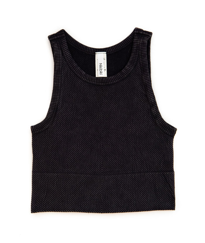Sawyer Chevron Highneck Crop Top Women 2 Distressed/seasonal womens Niki Biki Juniors/Women One Size Black