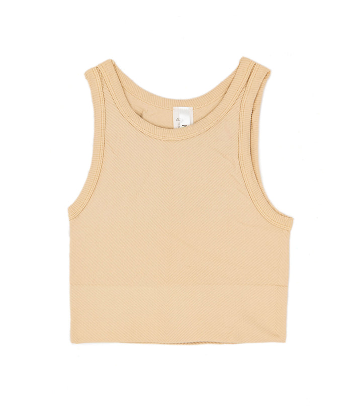 Sawyer Chevron Highneck Crop Top Women 2 Distressed/seasonal womens Niki Biki Juniors/Women One Size Ivory