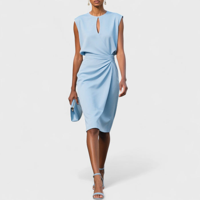 Scarlett - Chic Women's Wedding Guest Dress with Keyhole Neckline and Ruched Waist