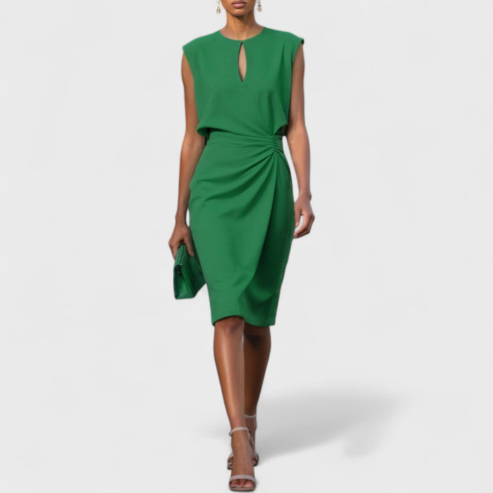 Scarlett - Chic Women's Wedding Guest Dress with Keyhole Neckline and Ruched Waist