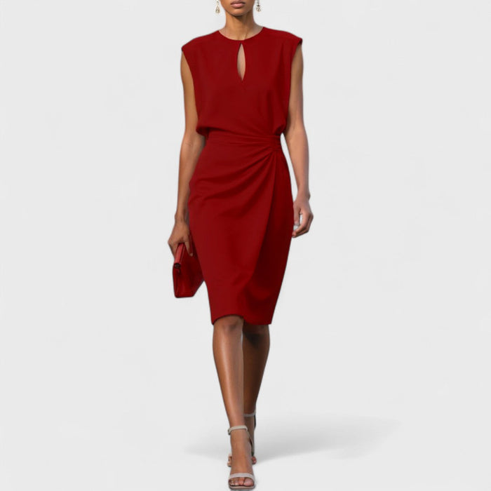 Scarlett - Chic Women's Wedding Guest Dress with Keyhole Neckline and Ruched Waist