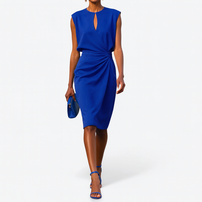 Scarlett - Chic Women's Wedding Guest Dress with Keyhole Neckline and Ruched Waist