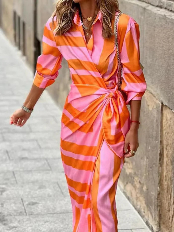 Scarlett - Modern Women's Summer Midi Dress with Wrap Front and Tie Waist