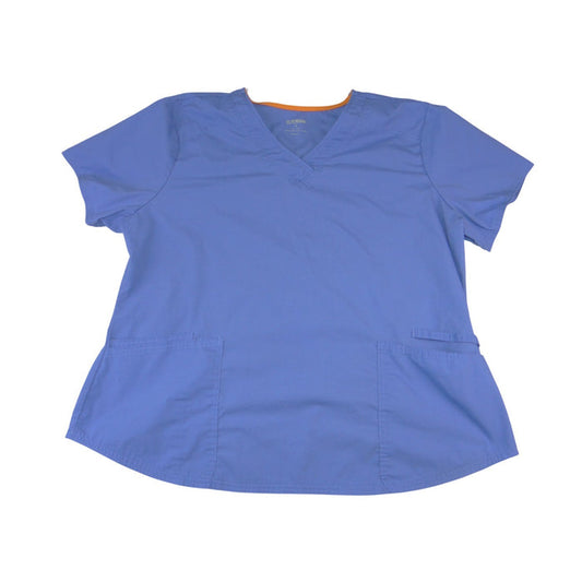 Scrubstar Premium Womens 2XL Periwinkle Blue V Neck Scrub Top Orange Trim0