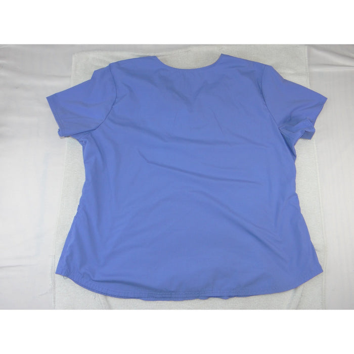 Scrubstar Premium Womens 2XL Periwinkle Blue V Neck Scrub Top Orange Trim1