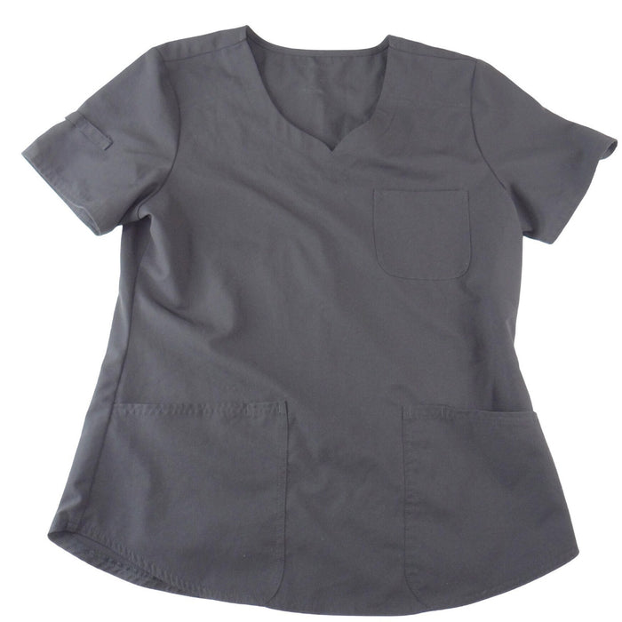 ScrubStar Womens Black V Neck Short Sleeve Scrub Top Pockets Size Medium0