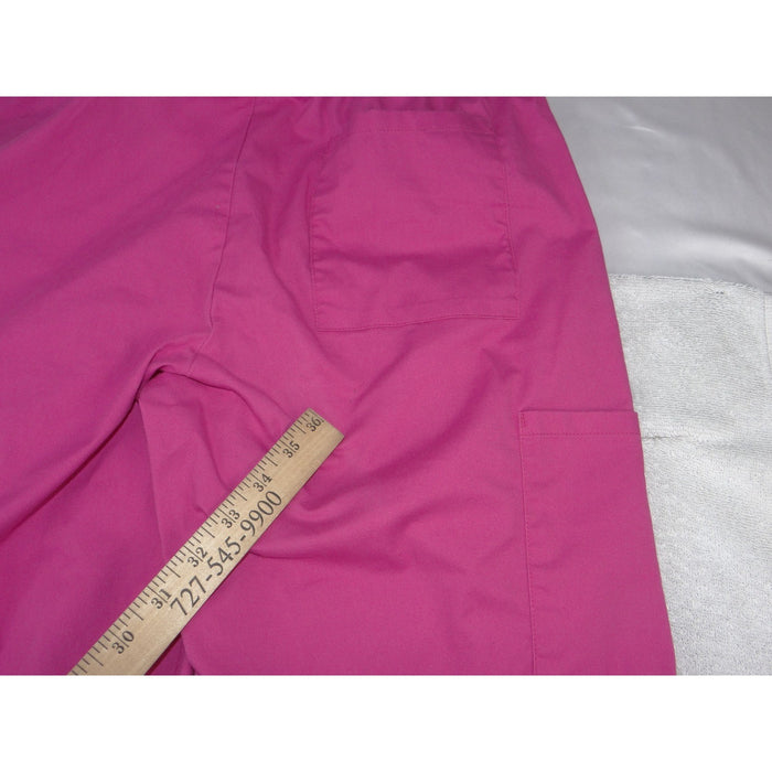 Scrubstar Womens Pink Cargo Scrub Pants Elastic Waist Straight Leg Small 35536