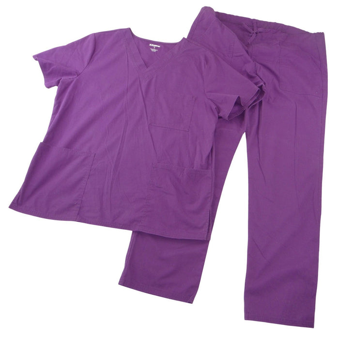 Scrubstar Womens Purple V Neck Scrub Set Top and Cargo Pants Medium 337820